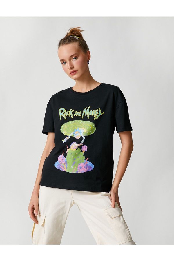 Koton Koton Rick And Morty T-Shirt Printed Licensed Short Sleeve Crew Neck