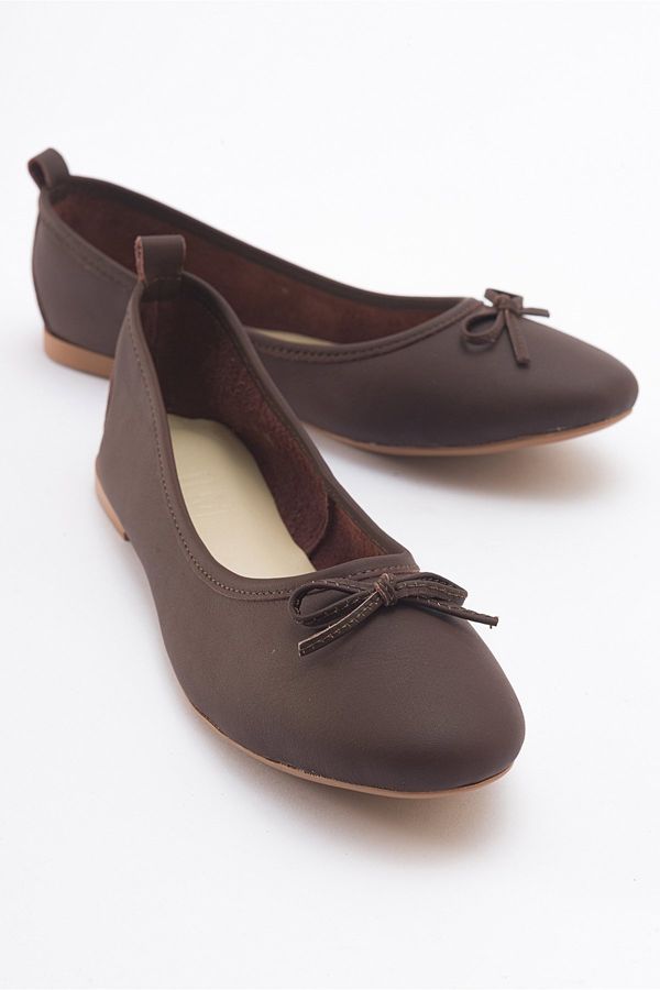 LuviShoes LuviShoes 01 Brown Skin Genuine Leather Women's Flat Shoes.