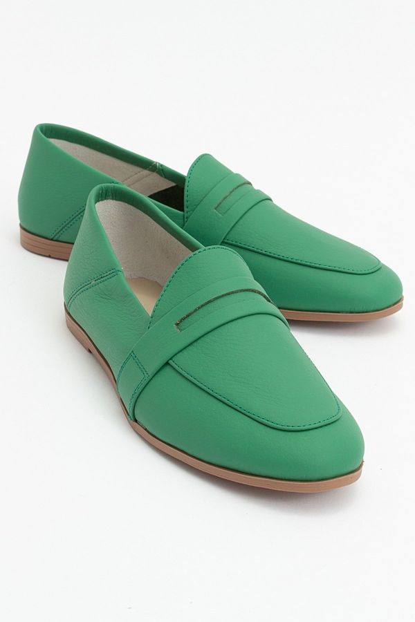 LuviShoes LuviShoes F05 Green Skin Genuine Leather Women's Flats