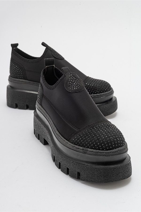 LuviShoes LuviShoes HERIS Black Stone Scuba Thick Soled Women's Shoes