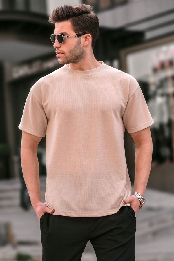 Madmext Madmext Beige Regular Fit Basic Men's T-Shirt 6099