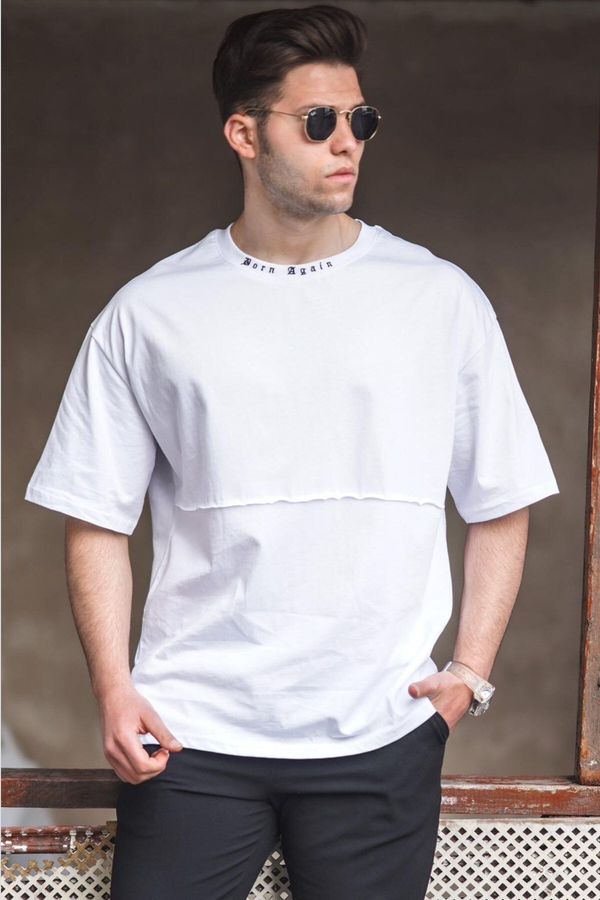 Madmext Madmext bela prevelika moška potiskana majica 5250