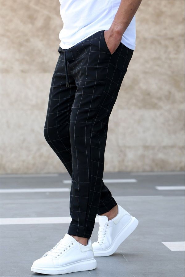 Madmext Madmext Checked Black Jogger
