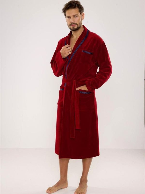 De Lafense Men's bathrobe De Lafense 666 Ronaldo M-2XL burgundy 033