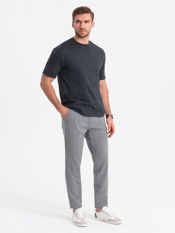 Ombre Ombre Men's classic cut pants in a delicate check - grey