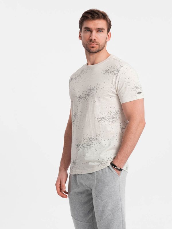 Ombre Ombre Men's full-print t-shirt with scattered letters - light beige