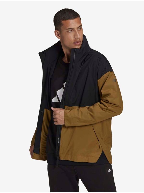 Adidas Rjavo-črna moška lahka jakna s kapuco adidas Performance Urban - moški