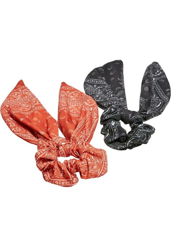 Urban Classics Accessoires Scarf Scrunchies with Bow XXL 2 Pack Orange/Black