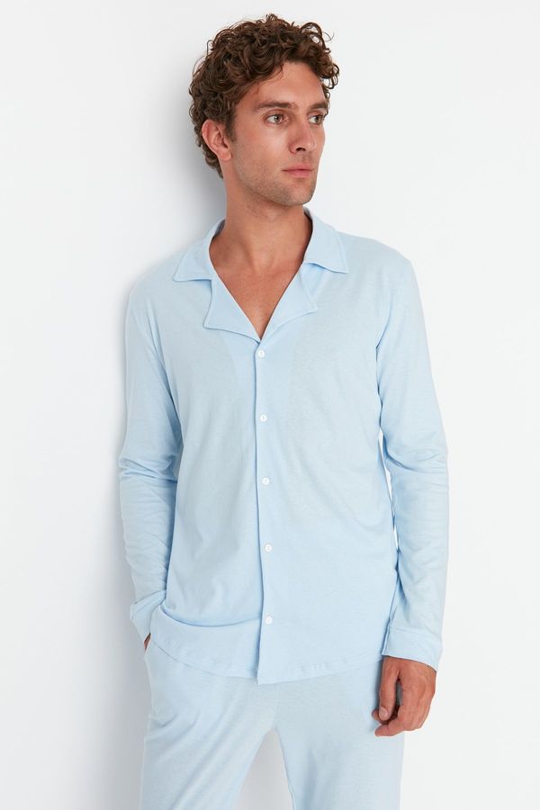 Trendyol Trendyol Blue Men's Regular Fit Knitted Pajamas Set, Family Combine