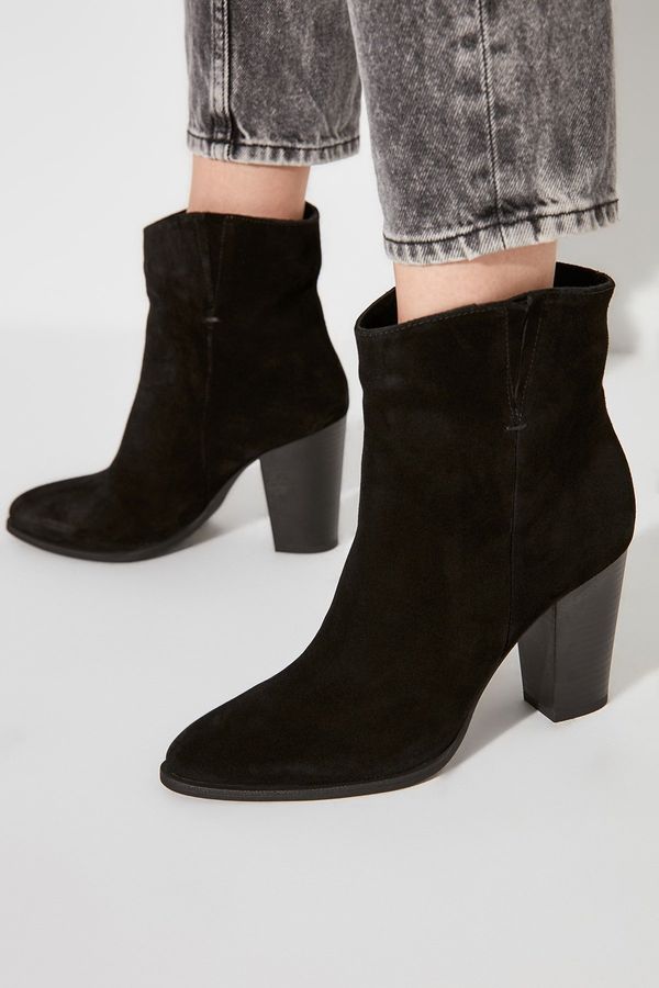 Trendyol Trendyol Genuine Leather Black Suede Women's Boots &amp; Bootie