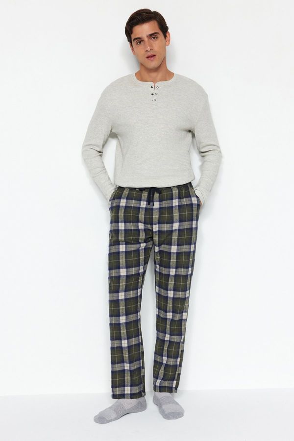 Trendyol Trendyol Khaki Plaid Regular Fit Woven Pajama Bottom