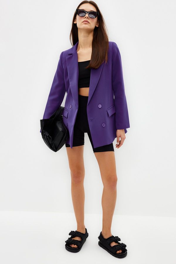 Trendyol Trendyol Purple Regular Lined Double Breasted Closure Woven Blazer Jacket