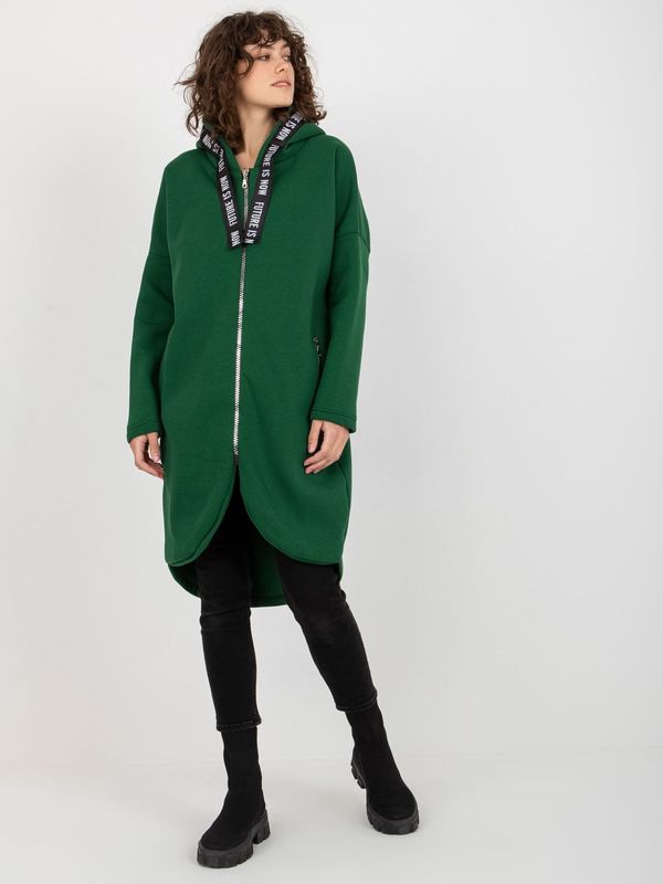 Fashionhunters Women's Long Zippered Hoodie - Green