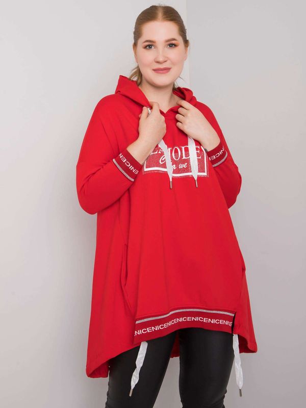 Fashionhunters Women's red plus size sweatshirt with pocket