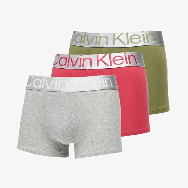 Calvin Klein Calvin Klein Reconsidered Steel Cotton Trunk 3-Pack Olive Branch/ Grey Heather/ Red Bud