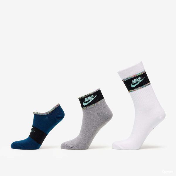 Nike Nike Everyday Essentials Multi-Height Socks 3-Pack White/ Grey/ Blue