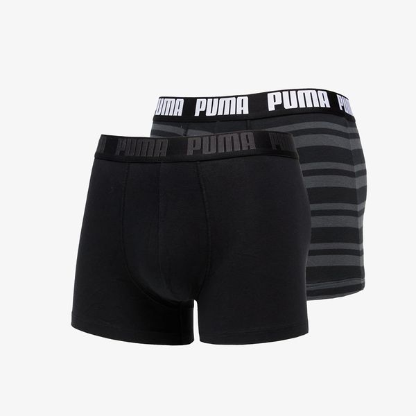 Puma Puma 2 Pack Heritage Stripe Boxers Black