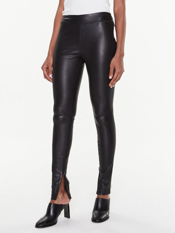 Calvin Klein Calvin Klein Usnjene hlače K20K205363 Črna Slim Fit