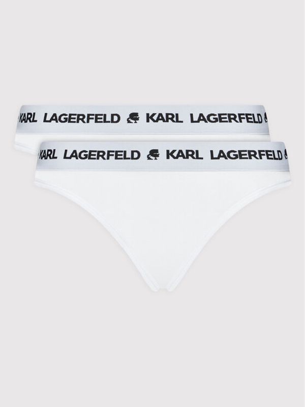 KARL LAGERFELD KARL LAGERFELD Set 2 parov klasičnih spodnjih hlačk Logo Set 211W2127 Bela