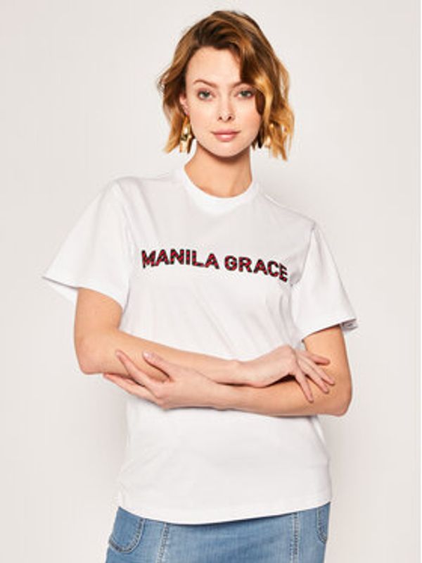 Manila Grace Manila Grace Majica T169CU Bela Regular Fit
