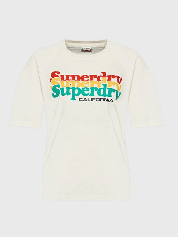 Superdry Superdry Majica Vintage Cali Stripe W1010847A Écru Regular Fit
