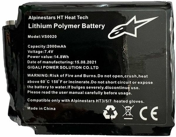 Alpinestars Alpinestars Battery For HT Heat Tech Gloves Black Samo ena velikost Motoristične rokavice