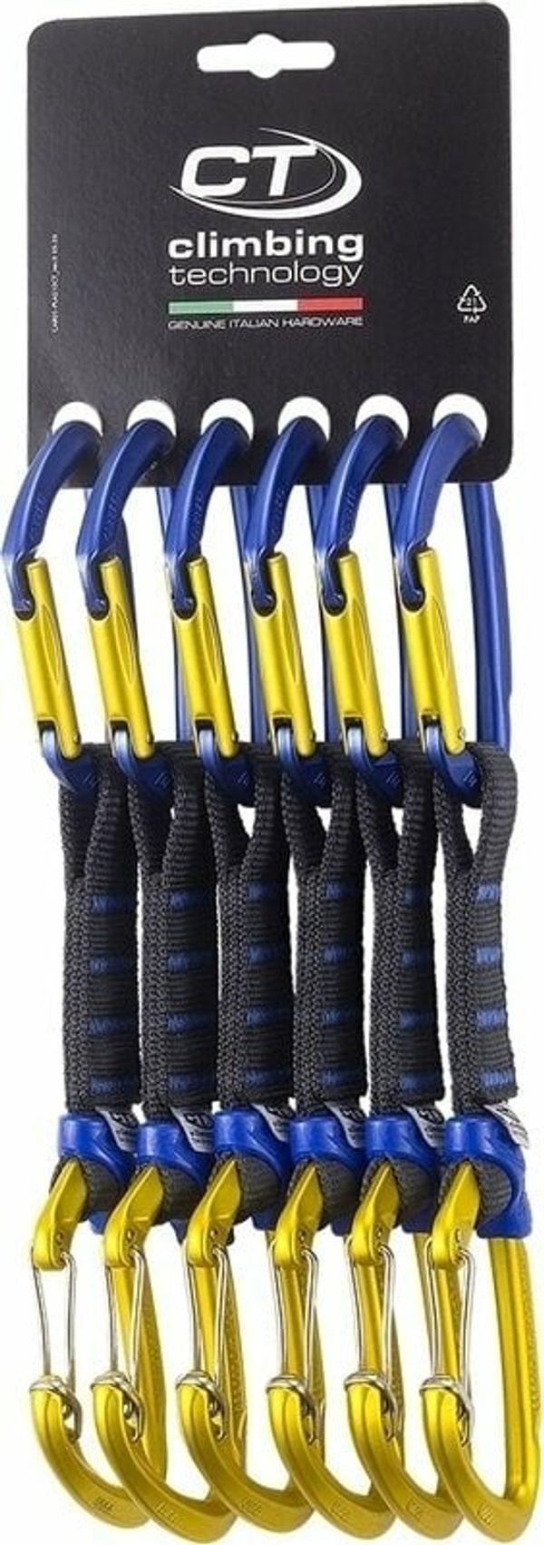 Climbing Technology Climbing Technology Berry Set NY Pro Quickdraw Blue/Gold Solid Straight/Wire Straight Gate 12.0
