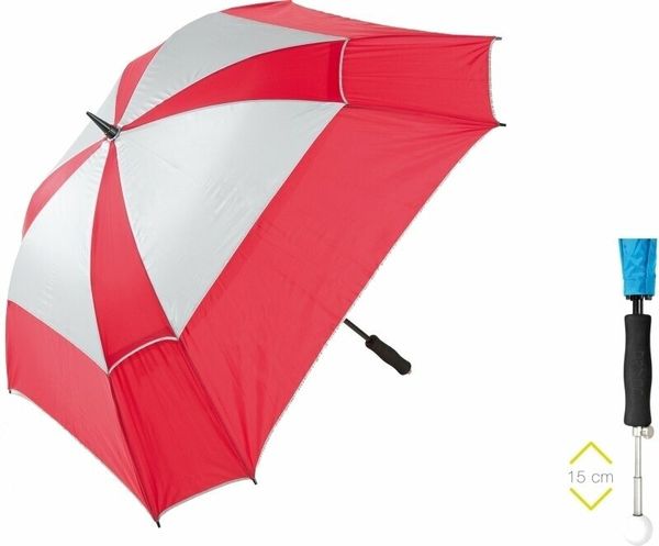 Jucad Jucad Telescopic Umbrella Windproof With Pin Red/Silver