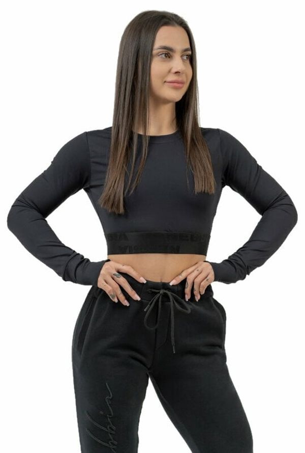 Nebbia Nebbia Long Sleeve Crop Top INTENSE Perform Black M Fitnes majica
