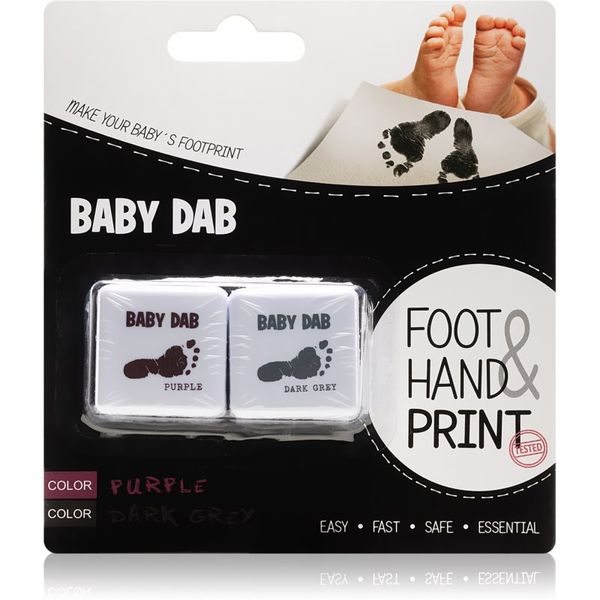 Baby Dab Baby Dab Foot & Hand Print Purple & Grey barva za otroške odtise 2 kos