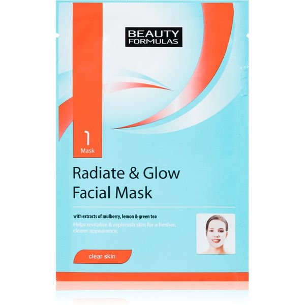 Beauty Formulas Beauty Formulas Clear Skin Radiate & Glow posvetlitvena maska za obraz za obnovo kože 1 kos
