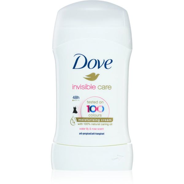 Dove Dove Invisible Care Antiperspirant trdi antiperspirant proti belim madežem brez alkohola Water Lily & Rose 40 ml