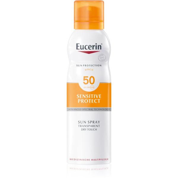 Eucerin Eucerin Sun Sensitive Protect prozorno pršilo za sončenje za občutljivo kožo SPF 50+ 200 ml