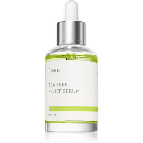 iUnik iUnik Tea Tree pomirjajoči serum za obraz za občutljivo k aknam nagnjeno kožo 50 ml