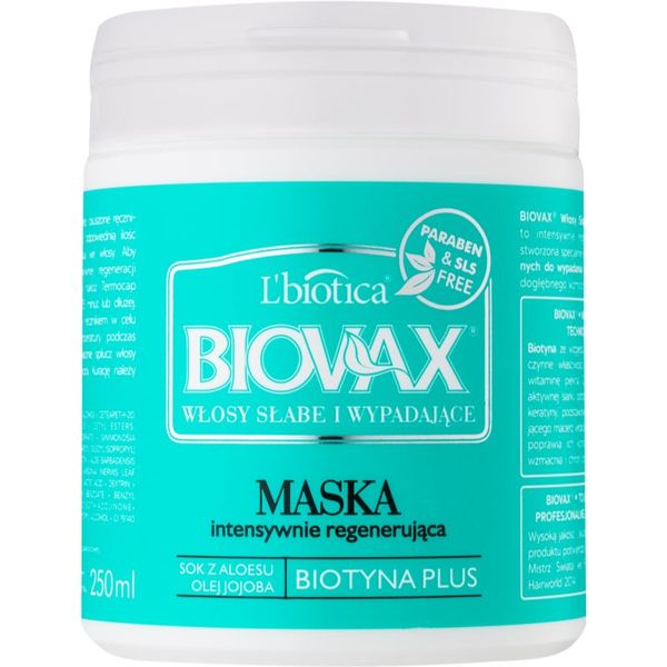 L’biotica L’biotica Biovax Falling Hair maska za okrepitev las proti izpadanju las 250 ml