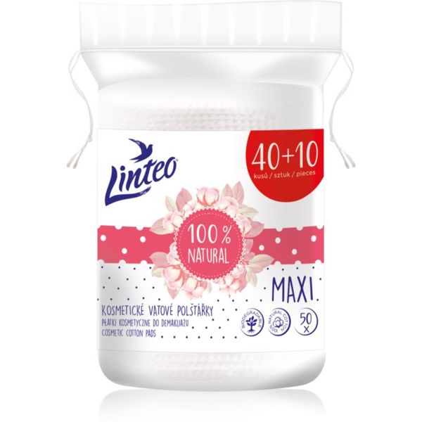 Linteo Linteo Natural Cotton Pads blazinice za odstranjevanje ličil Maxi 40 + 10ks 50 kos