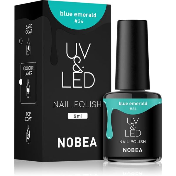NOBEA NOBEA UV & LED Nail Polish gel lak za nohte z uporabo UV/LED lučke sijajen odtenek Emerald blue #34 6 ml