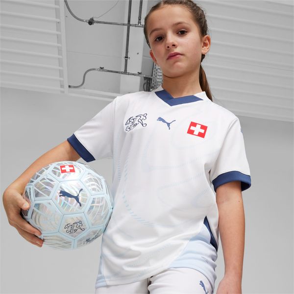 PUMA PUMA Switzerland Football 2024 Youth Away Jersey, White/Icy Blue