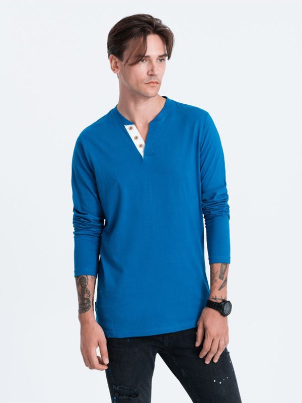 Ombre Clothing Ombre Clothing Henley Majica Modra