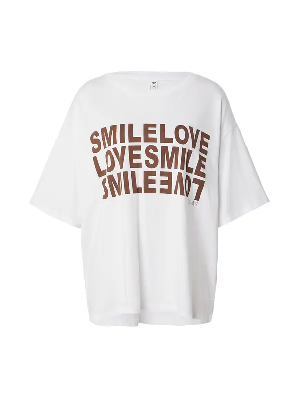 10Days 10Days Majica 'Smile Love Tee'  temno rjava / bela