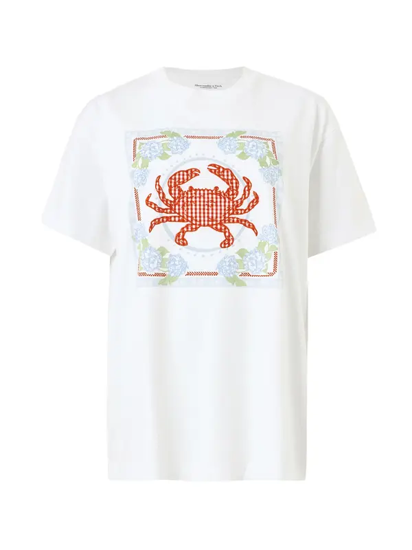 Abercrombie & Fitch Abercrombie & Fitch Majica 'CRAB'  pastelno modra / meta / rdeča / bela