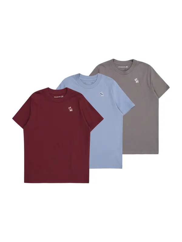 Abercrombie & Fitch Abercrombie & Fitch Majica  svetlo modra / temno siva / češnjevo rdeča / bela
