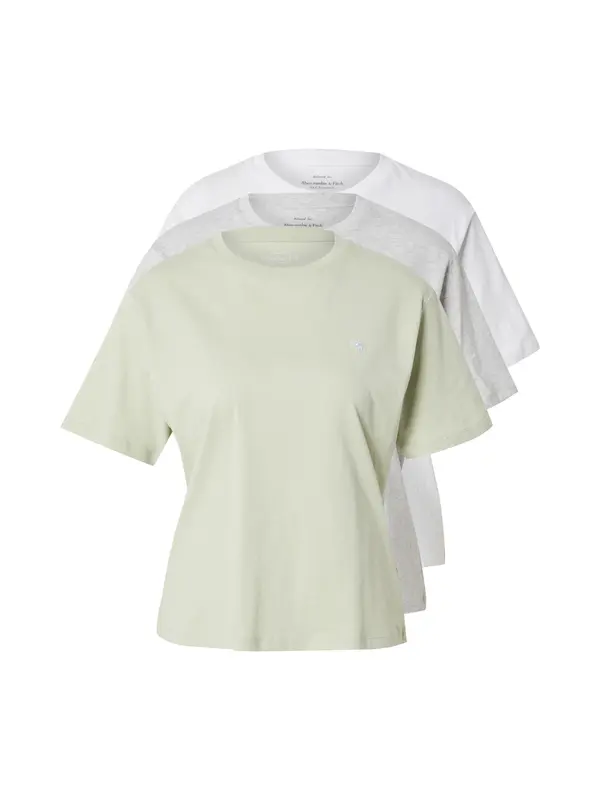 Abercrombie & Fitch Abercrombie & Fitch Majica  svetlo siva / pastelno zelena / bela