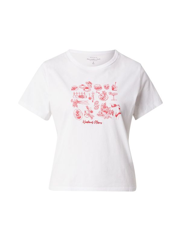 Abercrombie & Fitch Abercrombie & Fitch Majica 'WEEKEND PLANS'  rdeča / bela