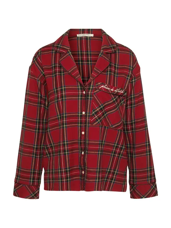 Abercrombie & Fitch Abercrombie & Fitch Majica za spanje  modra / rdeča / temno rdeča / bela