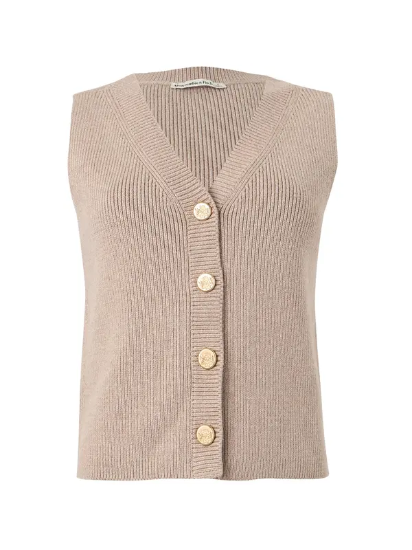 Abercrombie & Fitch Abercrombie & Fitch Pleten brezrokavnik  svetlo rjava