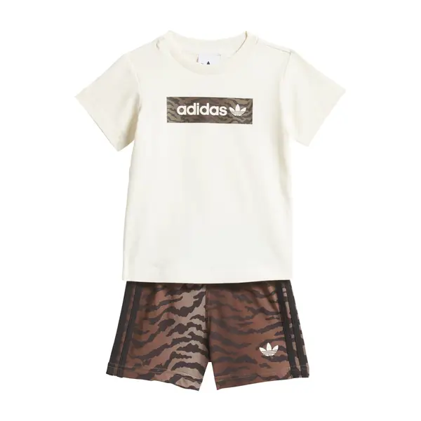 ADIDAS ORIGINALS ADIDAS ORIGINALS Komplet 'AOP SHORT TEE'  rjava / čokolada / naravno bela
