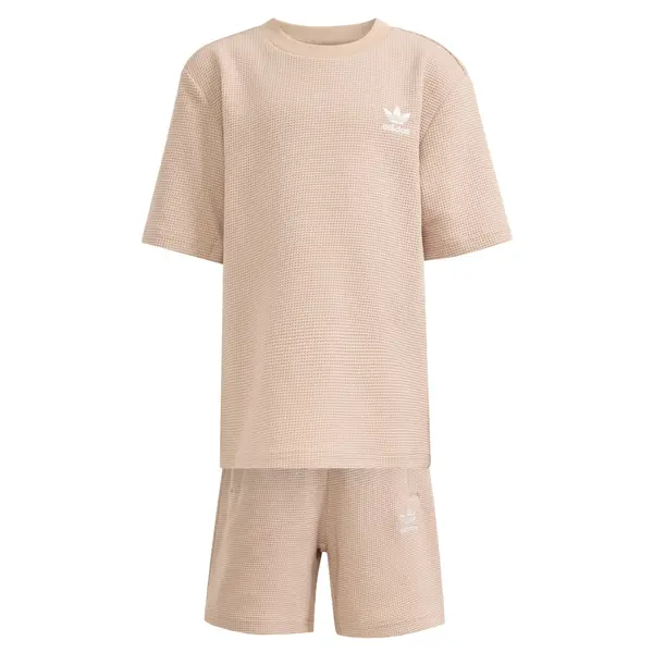 ADIDAS ORIGINALS ADIDAS ORIGINALS Komplet 'Loose Waffle Short T-Shirt'  svetlo bež