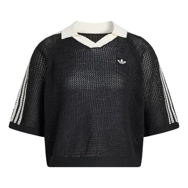 ADIDAS ORIGINALS ADIDAS ORIGINALS Top 'KNITTED CROCHET'  črna / bela