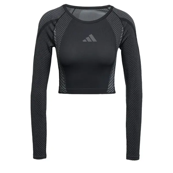 ADIDAS PERFORMANCE ADIDAS PERFORMANCE Funkcionalna majica 'Seamless Knitted Long Sleeve'  siva / črna